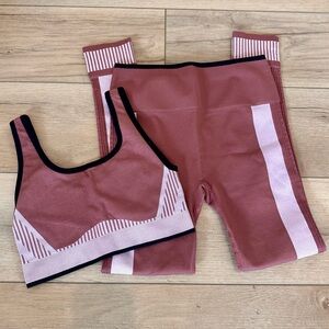 Fabletics Mauve Leggings and Sports Bra Set